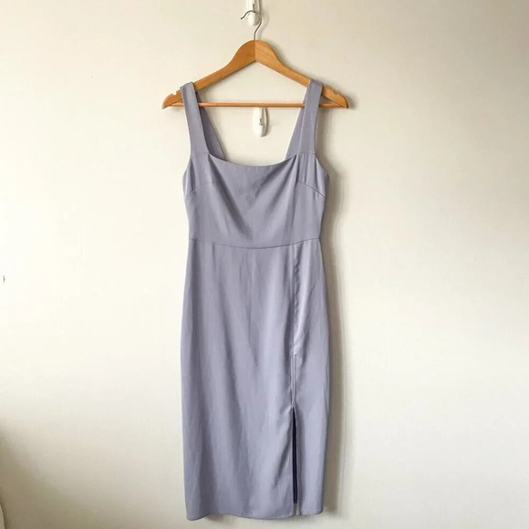Aritzia Babaton '90s Slit Square Neck Drape Midi Dress Periwinkle Blue Size 2 - Picture 4 of 8